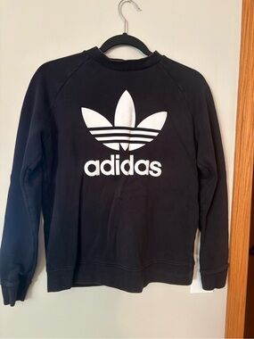 Adidas Crew Neck Medium Black Trefoil Logo Sweatshirt